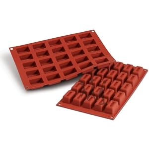 Flexible Silicone Bakeware: Ingot 0.54 Oz, 1.71 x 1.02 x 0.86 High, 25 Cavities by 