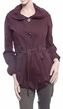 DE LE CRÈME BURGUNDY BELTED TEXTURED WOMENS SUMMER COAT