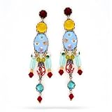 Ayala's Hip Fabrics Earrings in Baby Blue, Copper and Burgundy #8432 AE OE