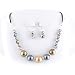 Shell Pearl Swarovski Crystals 18" Rubber Cord Necklace Earrings ne1240