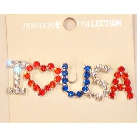 Imported Simulated Multicolor Jewels Crystals Patriotic Sterling Silver Plated Brooch for Women and...