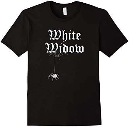 Men's retro typography creepy spider Web white widow t shirt XL Black