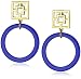 Trina Turk Brick And Gold Electric Blue Hoop Earrings