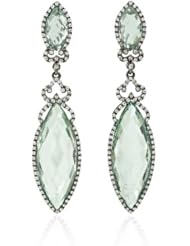 Diamond and Green Amethyst 18k White Gold and Black Rhodium Dangle Earrings