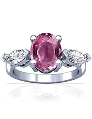 Platinum Oval Cut Pink Sapphire Three Stone Ring