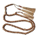 5mm Natural Indonesian Sandalwood Prayer Beads with 3 Shiny Copper Decorated Tassels