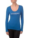 Morgan Logo Morgan - T-Shirt Manches Longues Col Rond - Femme - Bleu Electrique - M