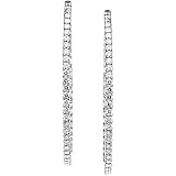 14K White Gold Diamond Hoop Earrings - 5.00 Ct.