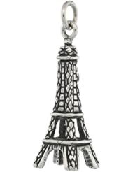 Sterling Silver 3-Dimentional Eiffel Tower Charm, 1 1/8 inch tall