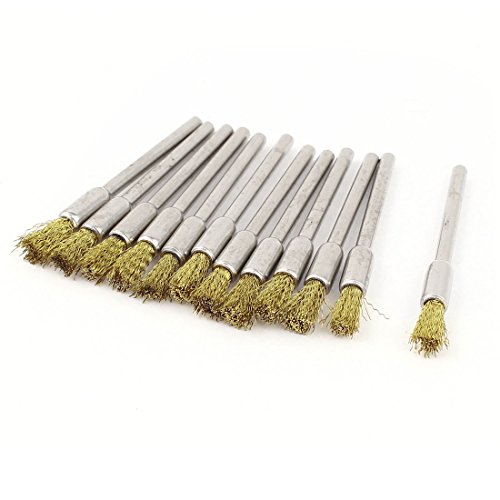 uxcell® 12x 1/8inch Shank 5mm Pen Brass Bristle Brush for Dremel Rotary Tool
