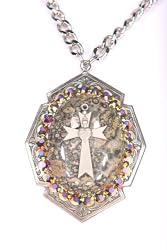 Rocker Jewelry Sacred Heart Cross Semi Precious Stone Pendant