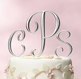 41qQEWjtD L. SL160  Silver Monogram Wedding Cake Topper Initials   Set of 3