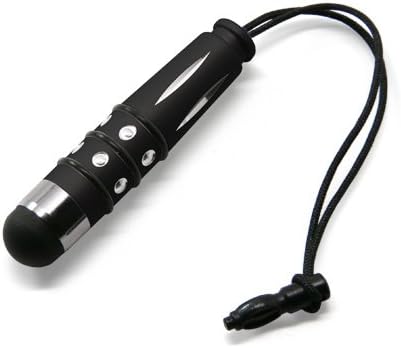 BoxWave BLU Samba Elite mini Capacitive Stylus (Sparkle Edition) - Small Portable BLU Samba Elite Stylus w/ Tether and Rhinestone Detail Design (Jet Black)