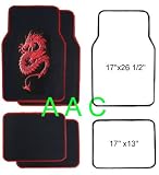A Set of 4 Universal Fit Plush Carpet Floor Mats for Cars / Truck - Dragon Red