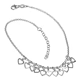 VINANI German 925 Sterling Silver Anklet Hearts 9