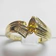 14K Yellow Gold Natural Orange and White Diamond Ring