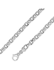 14K Solid White Gold Hip Hop Bullet Chain Necklace 7mm (17/64") 24"