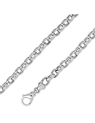 14K Solid White Gold Hip Hop Bullet Chain Necklace 7mm (17/64") 26"