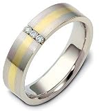 3 Diamond Titanium & 18 Karat Yellow Gold Wedding Band