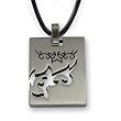 Stainless Steel Laser Cut Tribal Floral Pattern Pendant on 19 inch Leather Cord