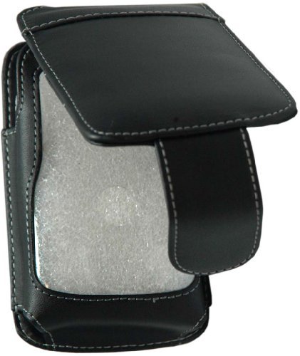High Quality Black Flip Leather Case with Belt Clip for Blackberry Curve 8800 Series