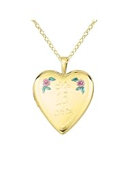 Sterling silver and 14k gold Heart Shaped Locket w/ Flowers "Mis 15 Anos" Necklace