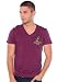 Ed Hardy Mens Panther and Roses Embroidered V-Neck Shirt (X-Large) - Eggplant