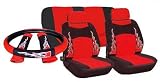 9 Pc Flaming Bucket Car Seat Covers Headrests Red Black