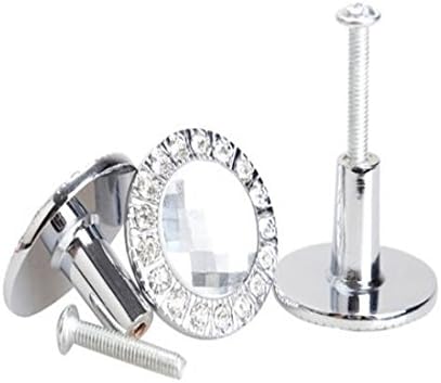 Crazywan 10pcs Round Pull Handle Glittering Rhinestone Knob for Cupboard Drawer (Silver)