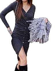 Sexy V-neck Asymmetric Cashmere/Knit General Print Long Sleeves Bodycon Dress 