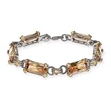 Eve's Addiction Designer Style Sparkling Champagne Emerald Cut CZ Bracelet