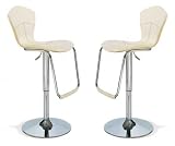 Contemporary Beige-Leather Match Modern Hydralic Bar Stools, Set of Two