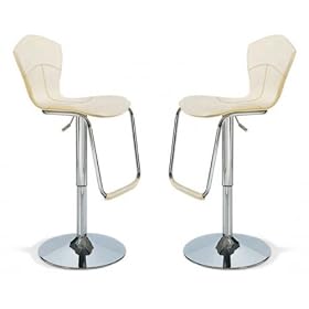 Contemporary Beige-Leather Match Modern Hydralic Bar Stools, Set of Two by A2ZHomeCenter