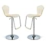 Contemporary Beige-Leather Match Modern Hydralic Bar Stools, Set of Two