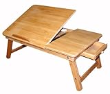 Bamboo Multi-Position Adjustable Laptop Computer Desk & Serving Bed Tray With Drawer
