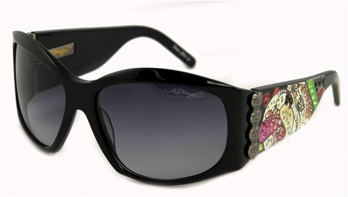 AUTHENTIC ED HARDY SUNGLASSES EHS 006 BLACK LOVE DOG TATOO