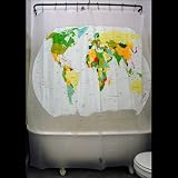 Izola Designer World Map Shower Curtain Izola Designer World Map Shower Curtain