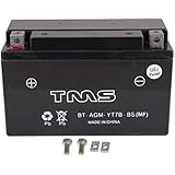 TMS&reg; AGM ATV Battery Yt7b-bs Yt7b-4 for Suzuki Drz400 E/s/sm 00-09 Yamaha Yfz450 04-09 450x Ds450 TTR 250 225 Zuma Yw 125 Triumph Daytona 675 2006-2011