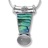 Sterling Silver Moonstone & Paua Shell Pendant by Sajen, 18