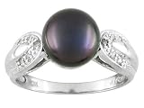 10KT WG 9MM CULTURED TAHITIAN PEARL WITH DIAMOND ACCENT RING