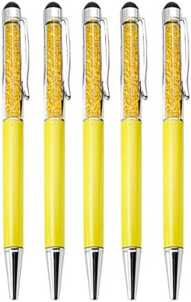 iClover Bundle of 5PCS 2in1 Crystal long Stylus Universal Capacitive Touch Screen Pen Yellow for Ipad 2 3 Ipod Iphone 4 4S 5 5g Motorola Xoom Samsung Galaxy Tab 8.9 10.1, Blackberry Playbook HTC Flyer Evo View Tablet Sony Playstation PS VITA