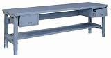 Lyon BB2633A Hardwood Top Adjustable Leg Work bench with Stringer, Shelf and 2 Perfect Fit Drawer, 96" Width x 34" Depth x 38" Height, 1000 lbs Capacity, Wedgewood Blue