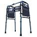 Hugo Adjustable Folding Walker with 5 Inch Wheels and Plastic Glides, Blue