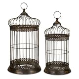 IMAGE OF IMAX Antique Gold Byzantine Dome Bird Cages With Hinged Doors Set Of Two