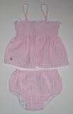 Ralph Lauren Girls 2 Piece Seersucker Tankini with Multi-colored Polo Pony Logo