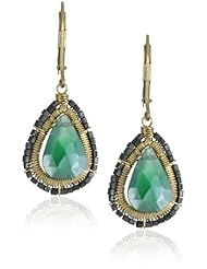 Dana Kellin Contrast DS Edge with Green Onyx Gold-Filled Drop Earrings