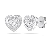 Sterling Silver Diamond Heart Earrings (1/10 cttw, I-J Color, I2-I3 Clarity)