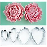 OKUBOX BT05 Set of 4 Herbaceous Peony Petral Cutter Decor Fondant Cake Cutters for Cupcake Stainless Steel