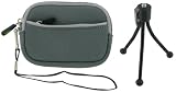 Neoprene Sleeve Case (Grey) and Spider Tripod for Nikon Coolpix S6000 14 MP Digital Camera Black