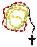 Multicolored Knotted Twine Rosary - 30'' Necklace - 19'' in Length